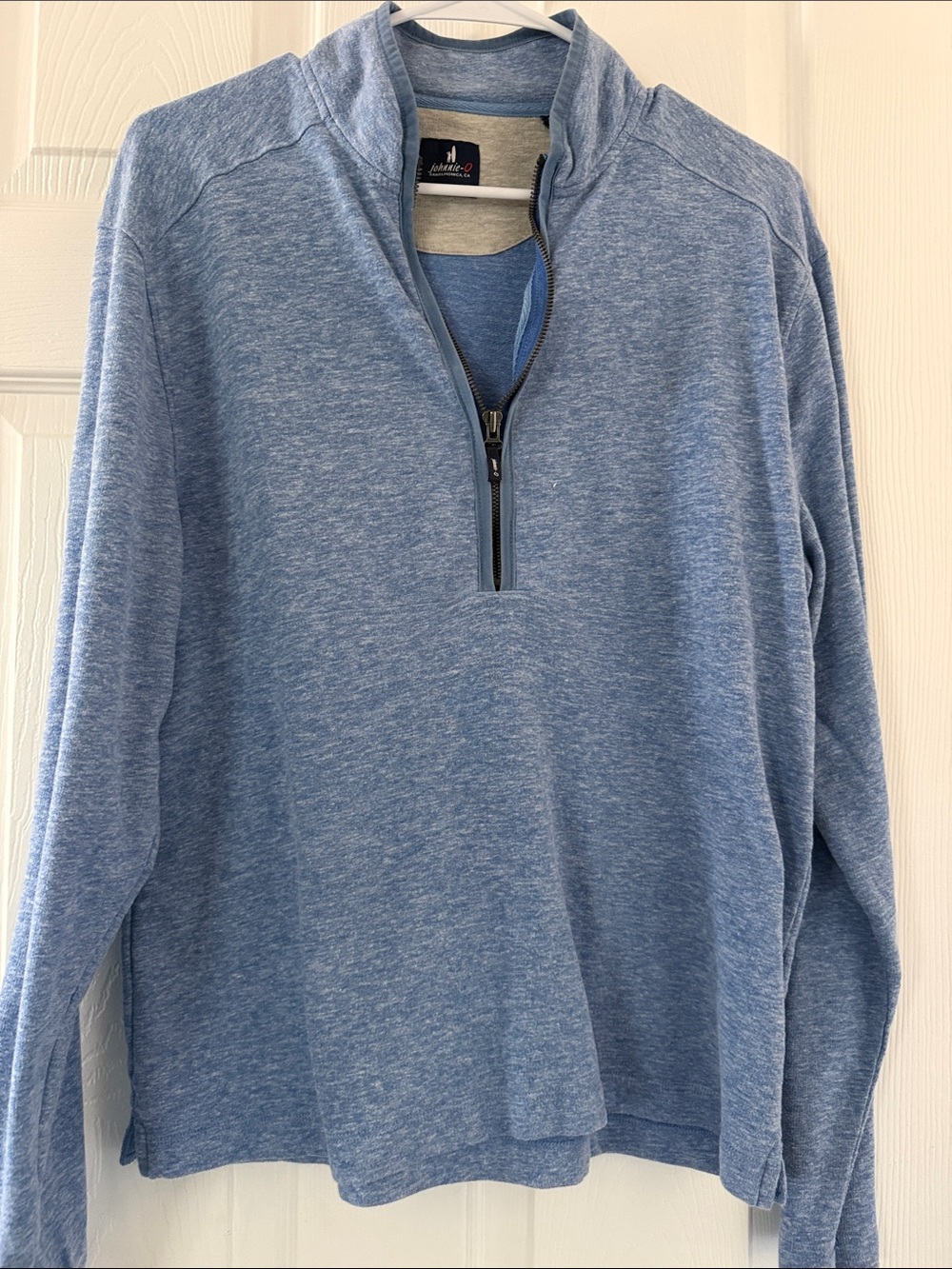 Johnnie O Men’s Heathered Light Blue Quarter-Zip Pullover size small